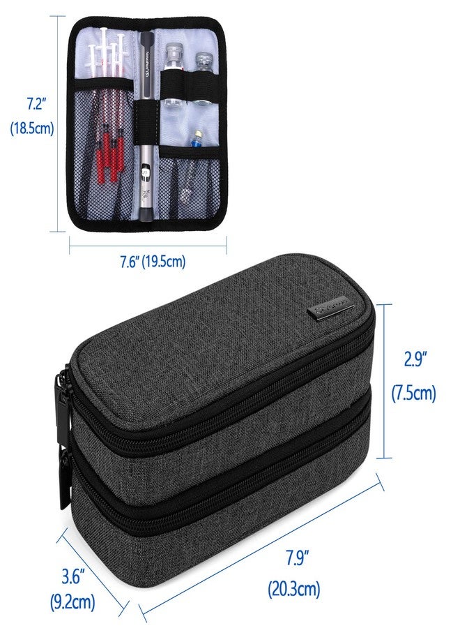 Yarwo Insulin Cooler Travel Case, Double-Layer Diabetic Travel Case with 2 Ice Packs, Diabetic Supplies Organizer for Insulin Pens, Blood Glucose Monitors or Other Diabetes Care Accessories, Black - Image 5